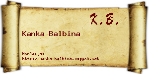 Kanka Balbina névjegykártya